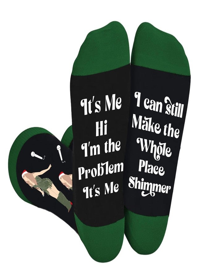 Arsemica Funny Christmas Socks for Women, Music Lover Gifts for Girls, Singer Merchandise Winter Warm Knitted Socks Costume Accessories, White Elephant Gifts for Friends Sister Girlfriend Wife Daughter - Image 1